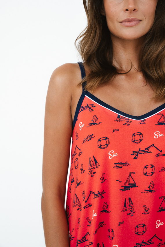 Marina Női keskeny pántos pizsama, rövidnadrág Italian Fashion - piros