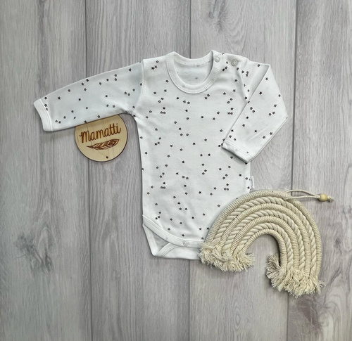 Mamatti BD16226 baba hosszú ujjú body, pamut, csillagmintás