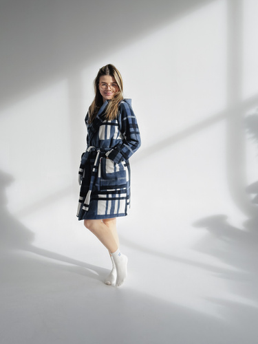 031 De Lafense fürdőköpeny takaró - meleg gyapjú női fürdőköpeny Super Cozy, kék