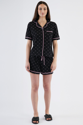 Coraline Női pizsama Sorbetto fekete - póló felső, rövidnadrág, 100% pamut, 100% pamut