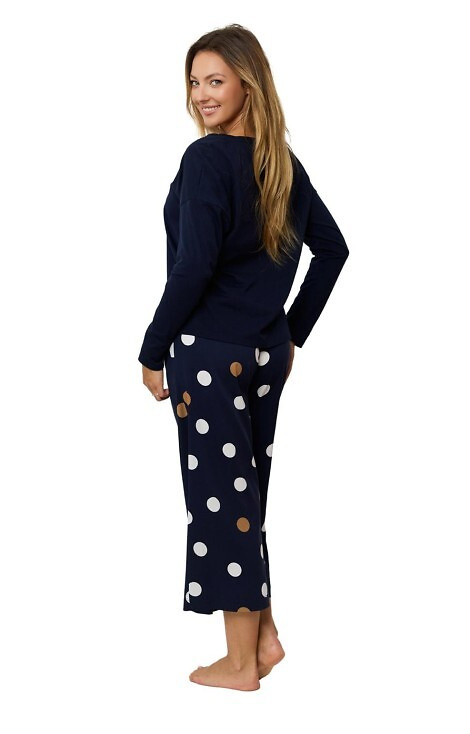 Oceane PS75 Mefemi női pizsama - viszkóz, hosszú, borsószemekkel