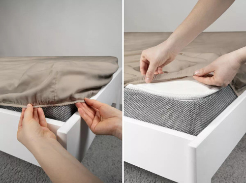 Poly Detexpol mikroszatén gumis lepedő sima és praktikus taupe 