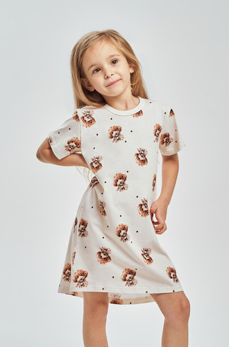 Coco 3548 Taro lány hálóing barna – 100% pamut, kutyás minta, rövid ujj