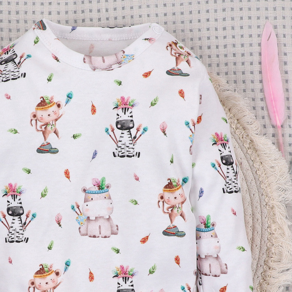 ABN-5534 Nini Happy Animals bébi bodysuit bio pamutból - kényelem, biztonság és stílus