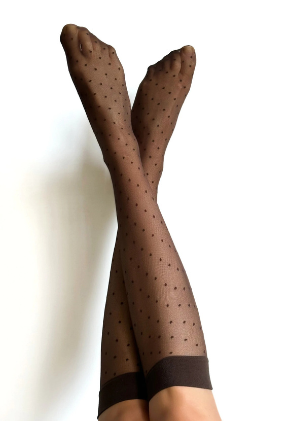 Puntini Veneziana cappuccino térdzokni - finom, nem nyomódó szegéllyel | Kényelem és elegancia