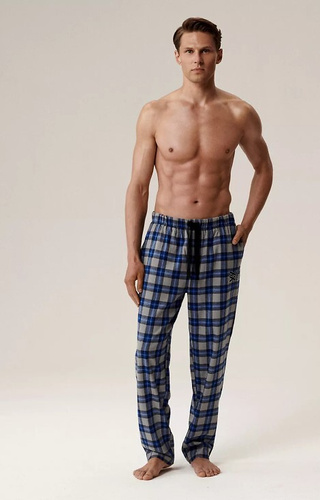 NMB -045 Atlantic grey - férfi kockás flanel pizsamanadrág