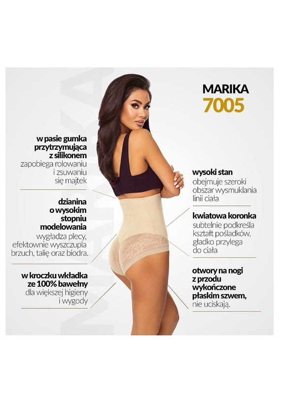 Lapinee 7005 Marika bézs alakformáló magas derekú bugyi anti roll kialakítással