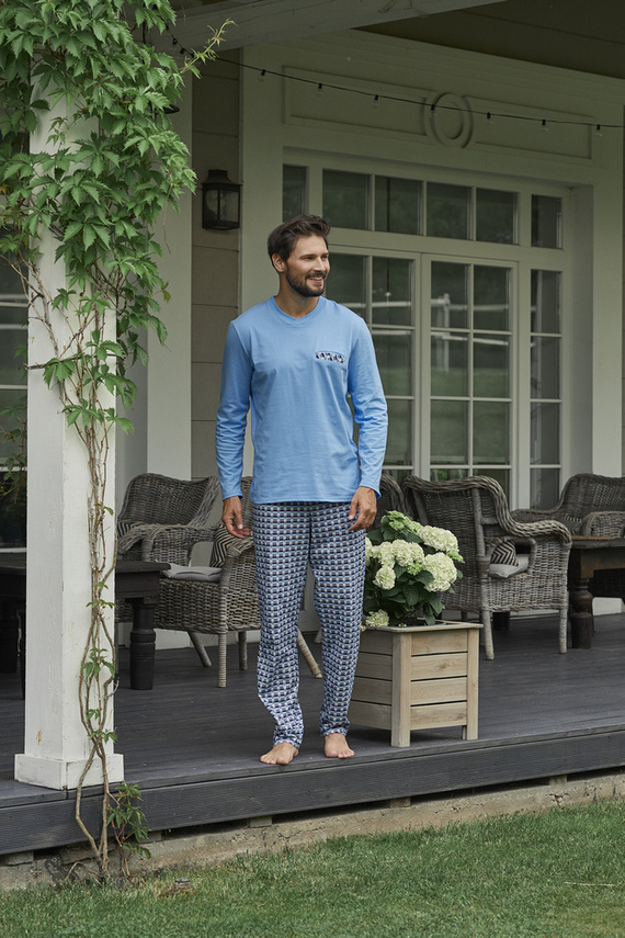 Jaromir Férfi hosszú ujjú, hosszú nadrág olasz divat - kék/print