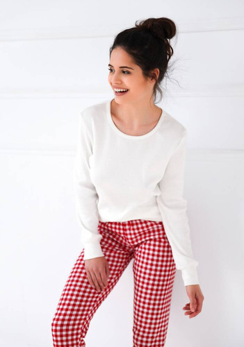 Sensis Perfect női pizsama - krém és piros színben