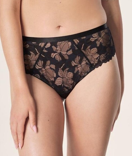 Hanna Mefemi bikini alsó - magasított, csipkés, bézs színű hálóval