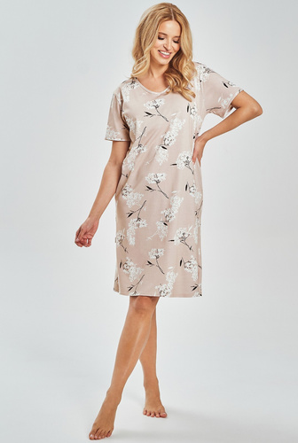 3538 Fiora Női hálóing Taro - 100% pamut, virágmintás, térdig érő | Könnyű póló nyárra