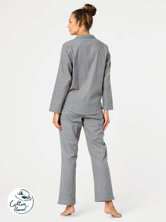 Női pizsama LNS 429 Key peplite - pamut, hosszú ujjú, gombos, gombos