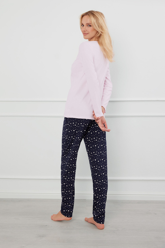 Arugia Női pizsama hosszú ujjú, hosszú nadrág olasz divat - rózsaszín/print