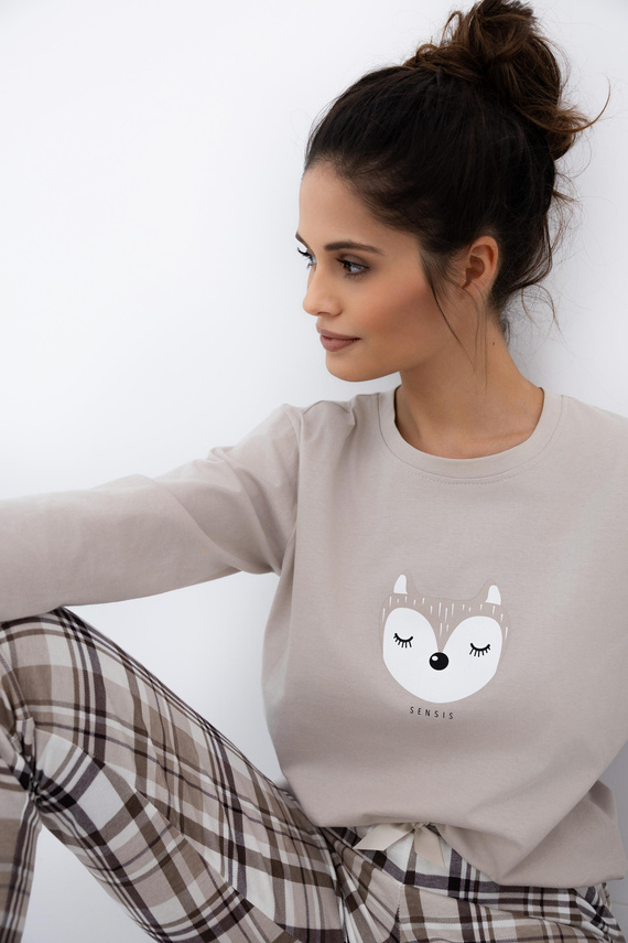 Tinsley Sensis női pizsama - pamut, hosszú, kockás