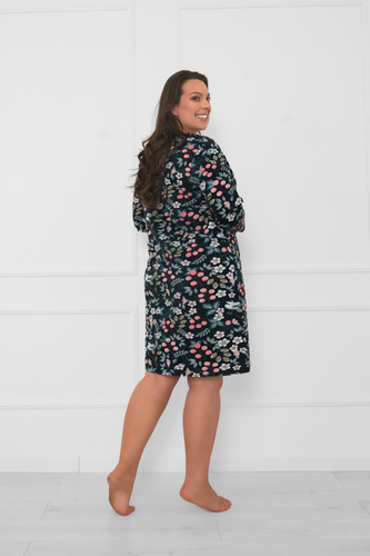 Női 3/4 ujjú pamut hálóing Lucja - virágmintás Olasz divat