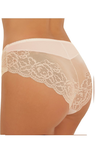 Női figi Inga Emili bézs mikroszálas laser cut hímzett hálóval
