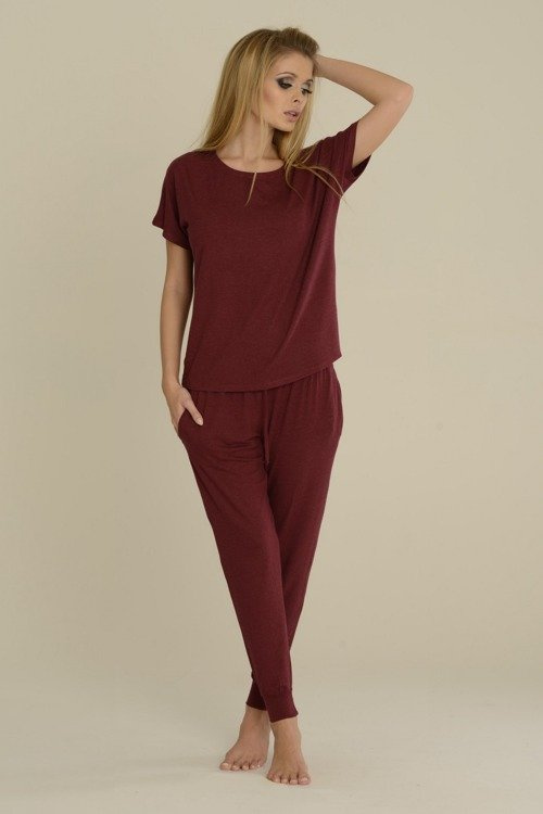 524 Paula női pizsama De Lafense - bordó színű
