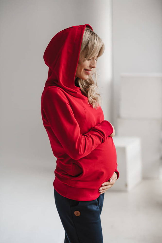 Milk Please bluza do karmienia Milk&Love z kapturem czerwony