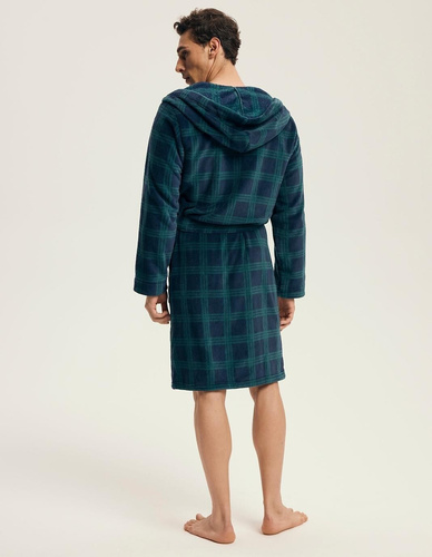 Henderson férfi fürdőköpeny 43373 Nickel navy- kapucni, meleg kötés, kényelem és elegancia