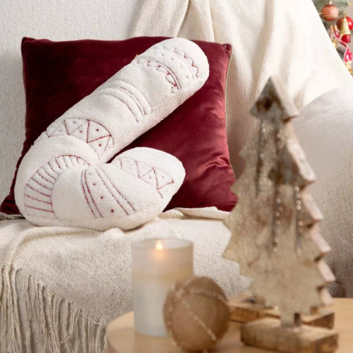 Chp 07B Eurofirany karácsonyi párna 27x46 - cukornád, jegenyefenyő utánzat, fehér