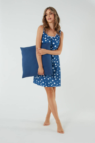 Raba hálóing és szoptatós ruha, széles pántos olasz divat - kék mintás