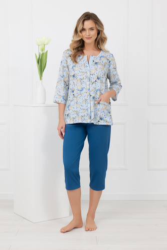 Női pizsama Celozja olasz divat 100% pamut 3/4 ujjú 3/4 nadrág 3/4 nadrág