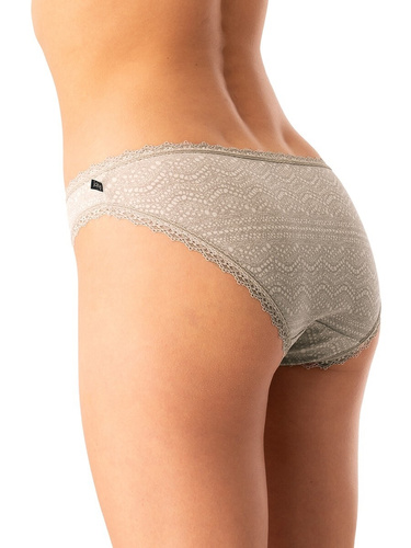Női bugyi LPR 752 B25 Key szürke bézs pamut, 2 csomag dobozban, kényelmes és klasszikus