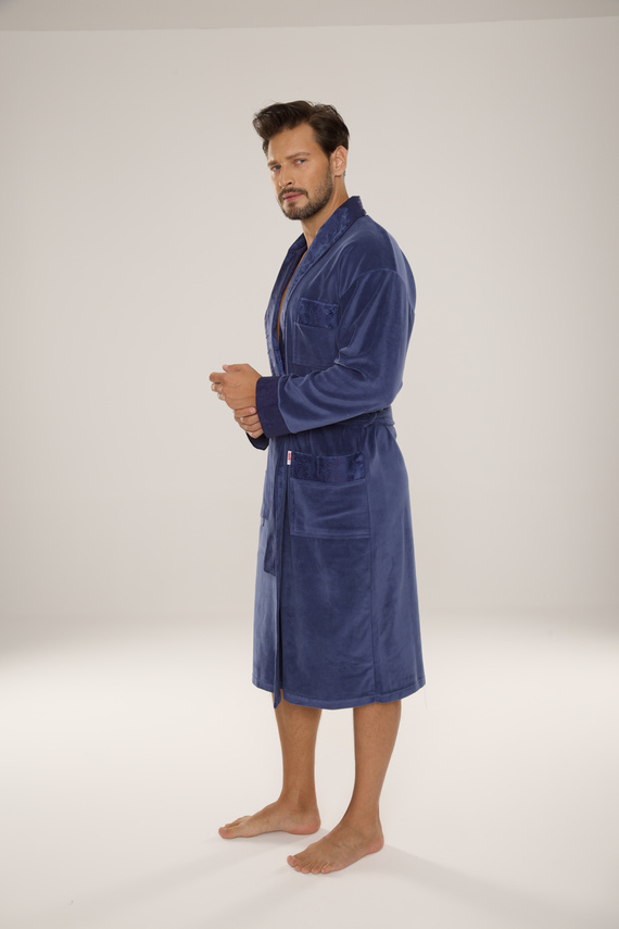 868 Noble férfi velúr fürdőköpeny De Lafense- elegáns, puha, prémium, prémium, farmernadrág