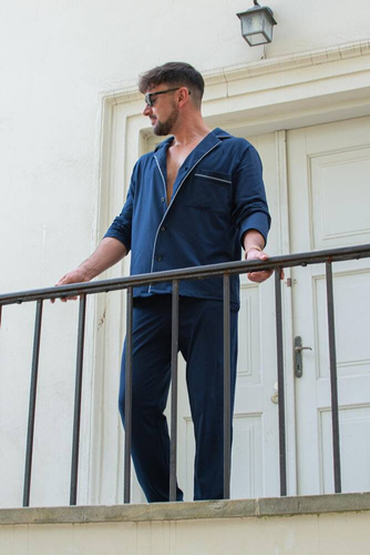 729 Norberto Férfi pizsama De Lafense - sötétkék