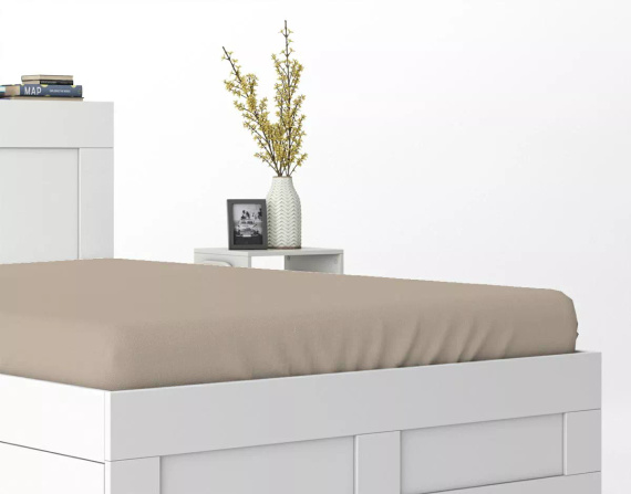 Poly Detexpol mikroszatén gumis lepedő sima és praktikus taupe 