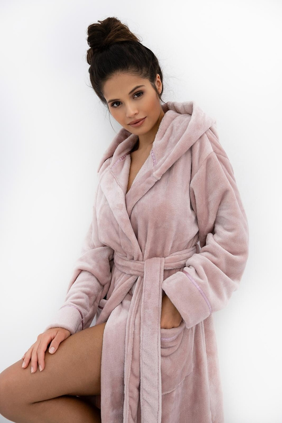 Amaris női köntös Sensis rózsaszín - puha köntös kapucnival, elegáns és kényelmes