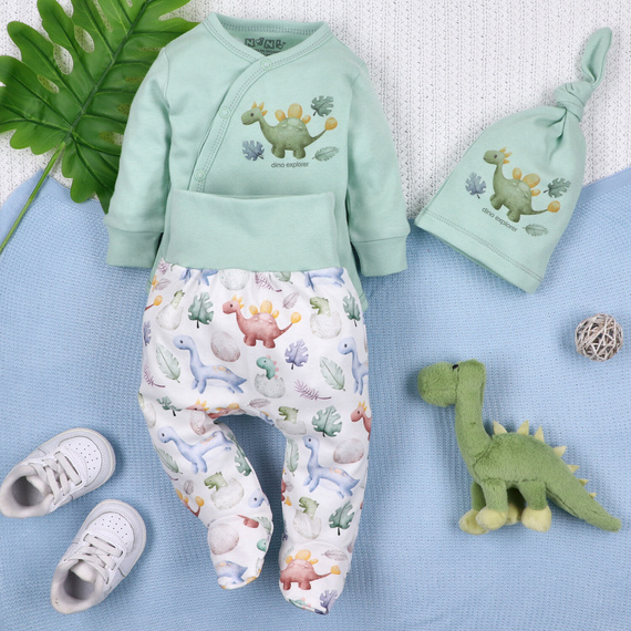 ABN-5579 Dino Explorer Nini babasapka - bio pamut, puha és légáteresztő