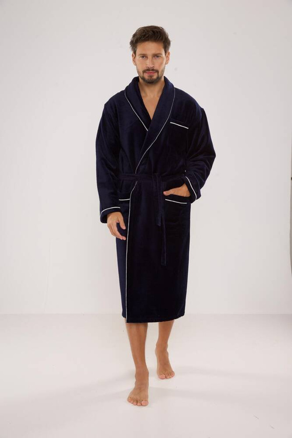 735 Manuele férfi köntös De Lafense - tengerészkék