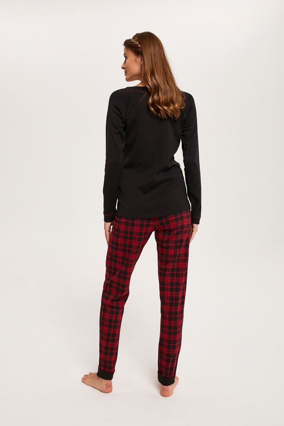 Ordesa Női pizsama hosszú ujjú, hosszú nadrág olasz divat - fekete/print