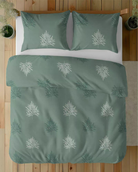 5503 B Pamut zsálya ágynemű geometrikus páfránylevelekkel Naturalis- Detexpol