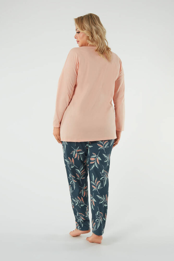 Julietta Női pizsama hosszú ujjú, hosszú nadrágos olasz divat - lazac/print
