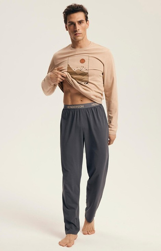 43474 Luro Henderson Core férfi pizsama - pamut, nyomtatott felső, hosszúság. nadrág