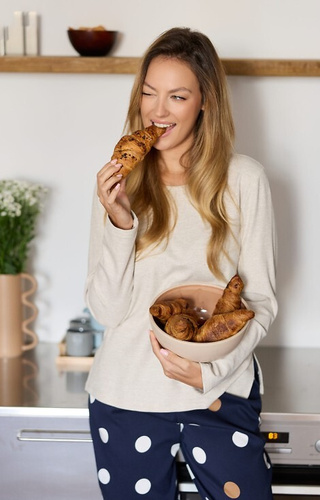 Oceane PW85 Női Mefemi-viscose pizsama, borsó színben, masnival