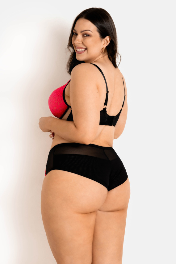 19232 Funny Plunge melltartó Mediolano fekete-fluo - mély dekoltázs, érzéki, elegáns