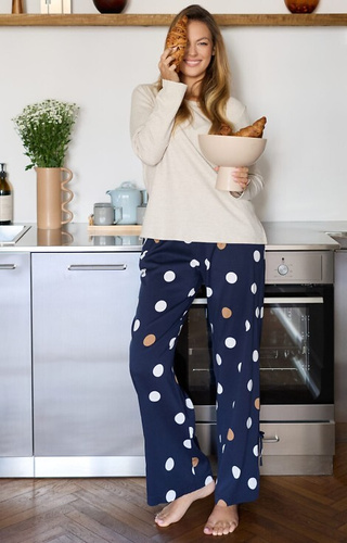 Oceane PW85 Női Mefemi-viscose pizsama, borsó színben, masnival