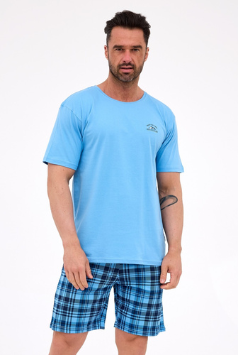 Cornette férfi pizsama 326/311 Ready 2 kék - pamut, rövid ujjú, kényelmes és elegáns
