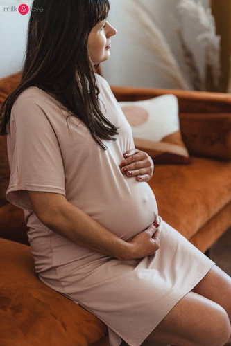 Moon bambusowa koszula nocna ciążowa i do karmienia Milk&Love beżowy