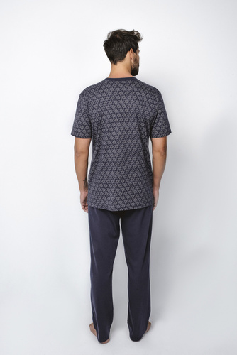 Ricardo Férfi rövid ujjú pizsama, hosszú nadrág Olasz divat - tengerészkék
