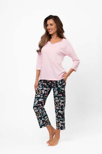 Női pamut pizsama Marisal - 3/4 blúz, 7/8 nadrág Olasz divat