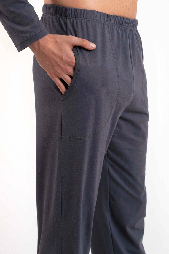 Lars Férfi hosszú ujjú pizsama, hosszú nadrág Olasz divat - grafit/grafit nyomtatás