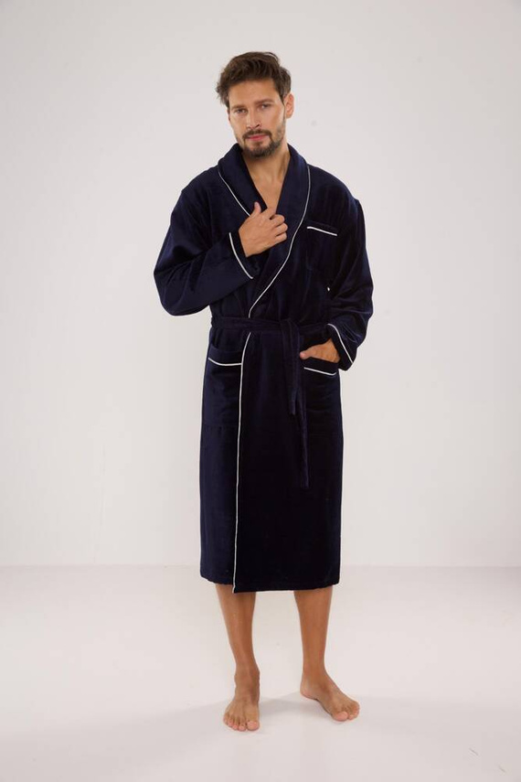 735 Manuele férfi köntös De Lafense - tengerészkék