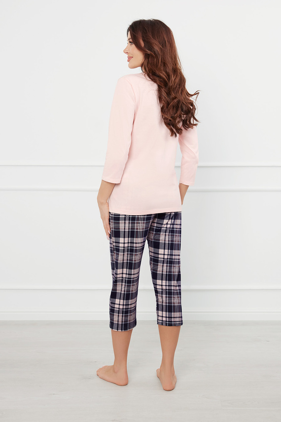 Dona Női pizsama 3/4 ujjú, 3/4 nadrág olasz divat - lazac/print