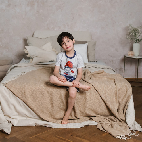 Kastos fiú rövid ujjú pizsama, nadrág Italian Fashion - világos melange