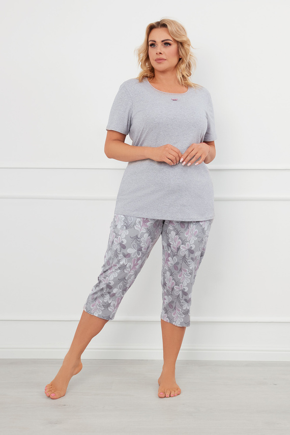 Ibena Női pizsama rövid ujjú, 3/4 nadrágos olasz divat - melange/print