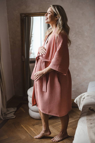 Szlafrok bawełniany wafel Milk&Love herbaciana róża